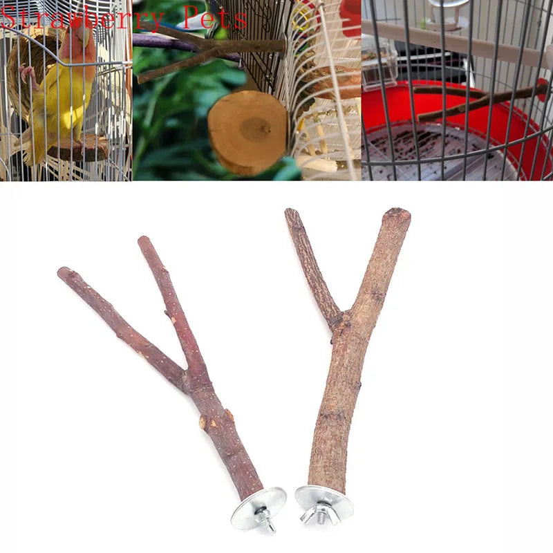 Natural Wood Pet Parrot Branch Stand Rack