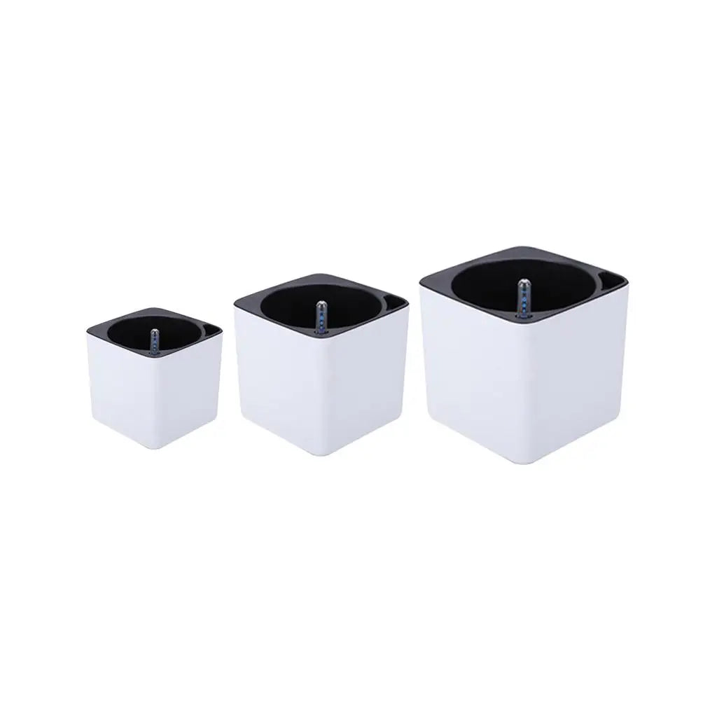 White Self Watering Planter Pot