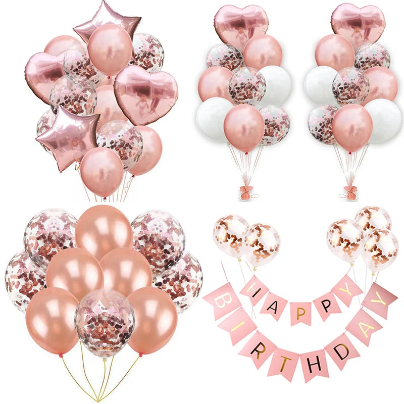 Rose Gold Balloons Set & Confetti