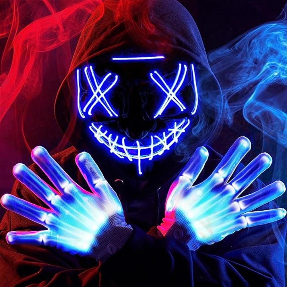 LED Neon Light Halloween Mask