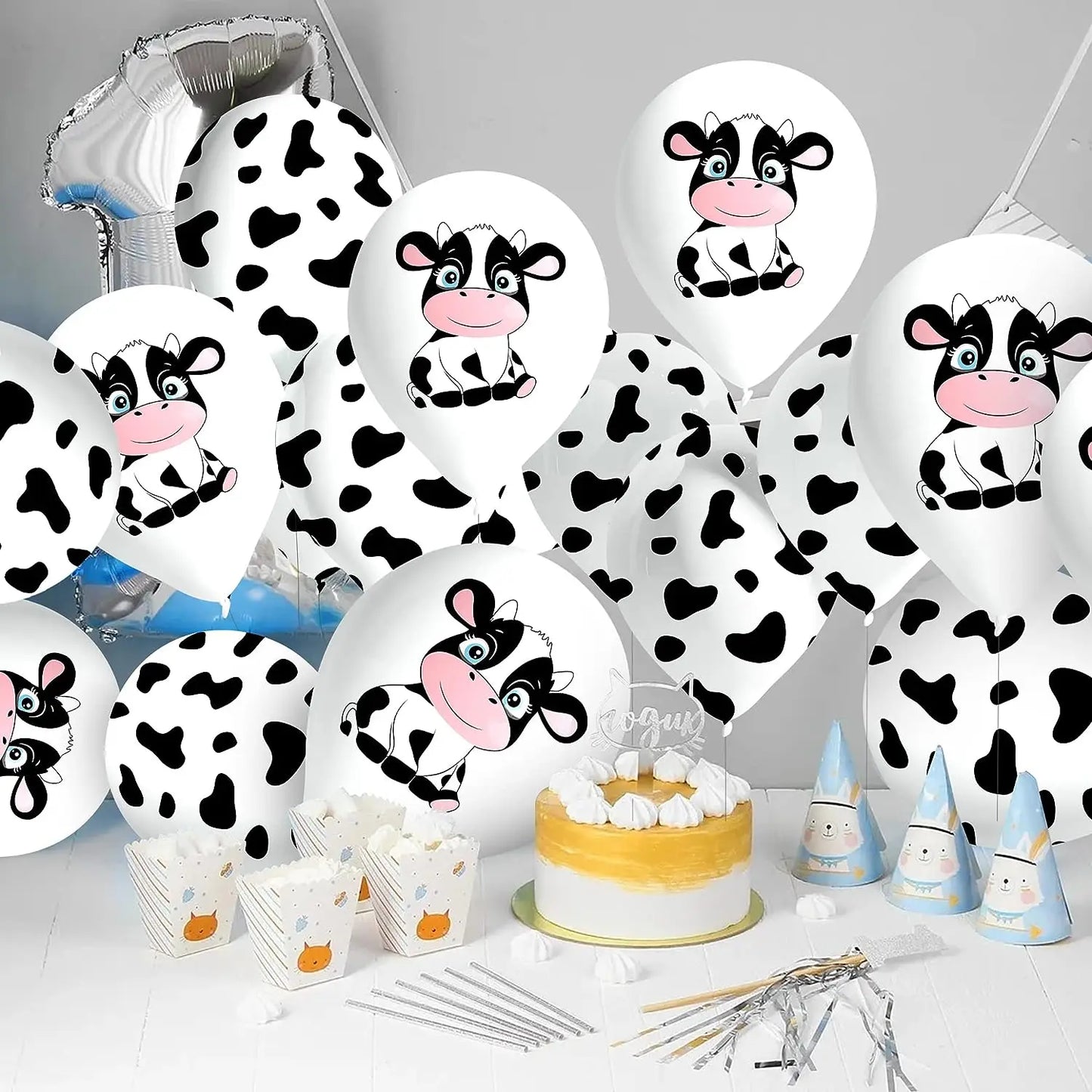 Cow Print Latex Balloons Set