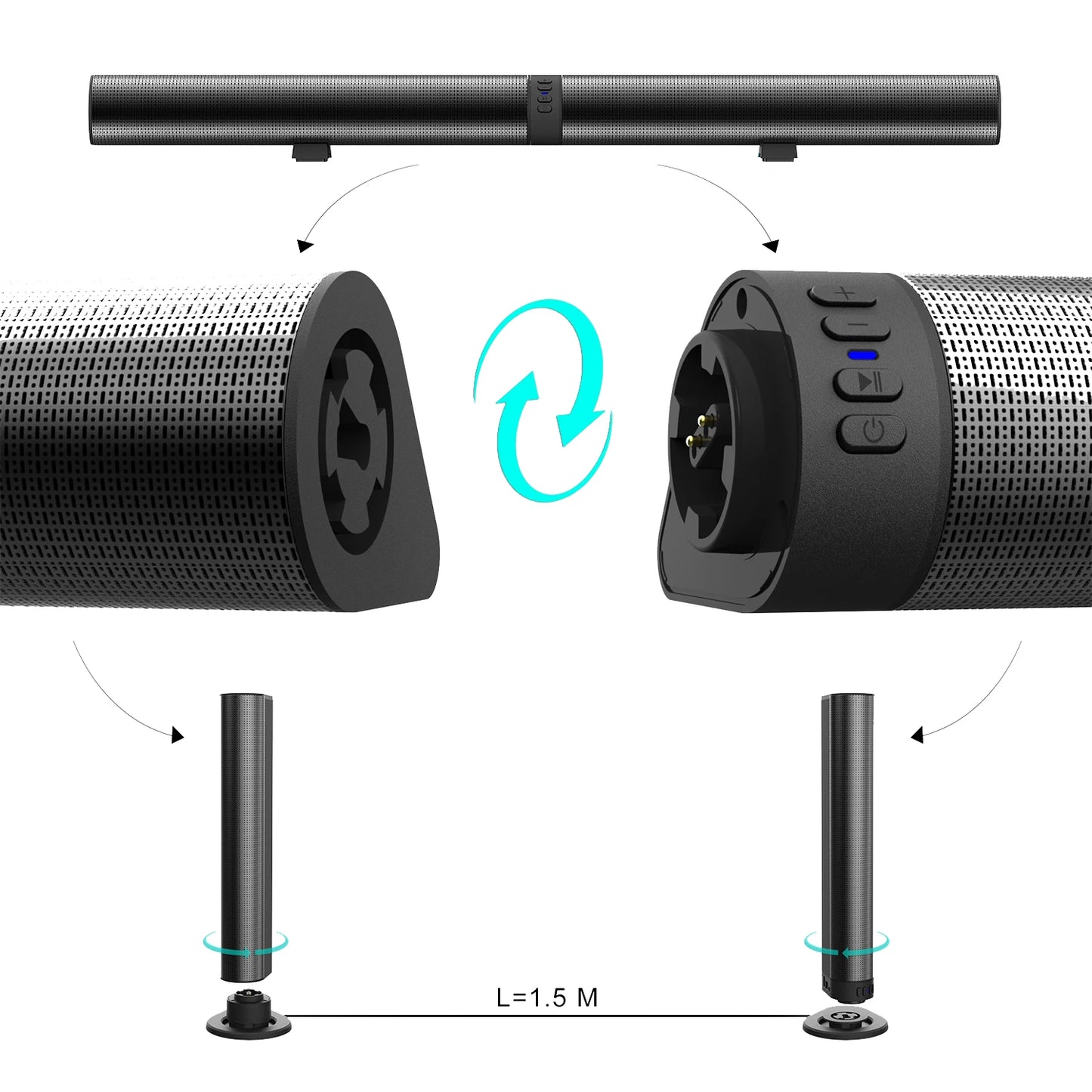 Rsionch 2-in-1 Detachable Soundbar Speaker