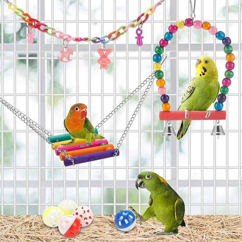 11pcs Parrot Bird Cage Toys