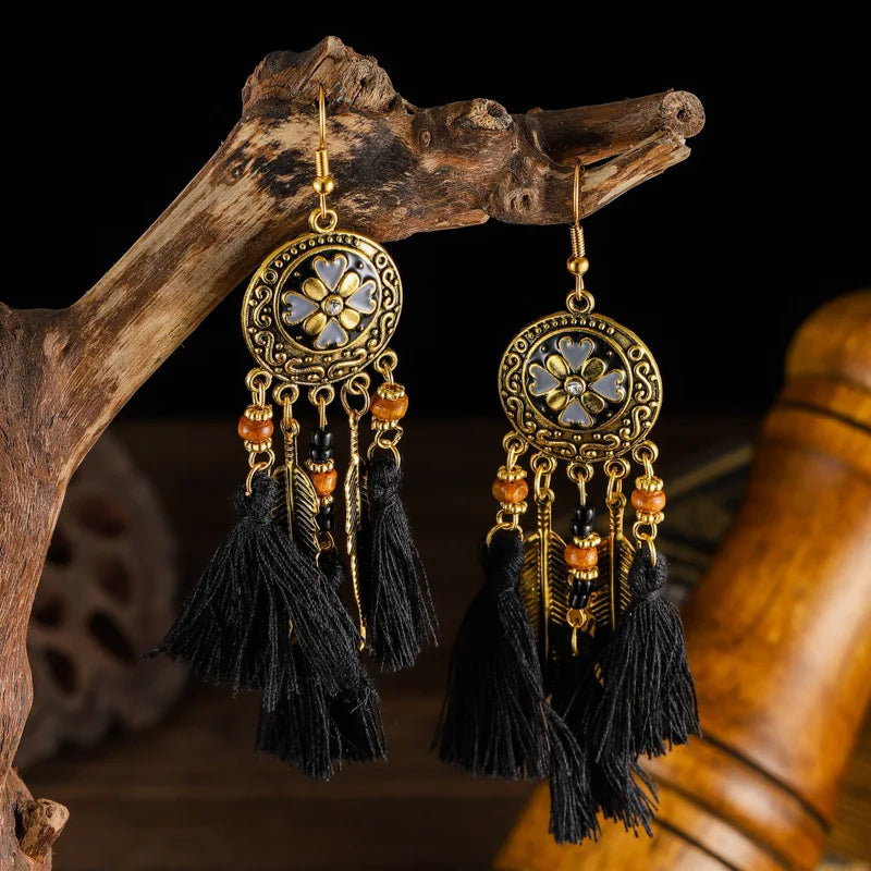 Boho Tassel Flower Summer Earrings