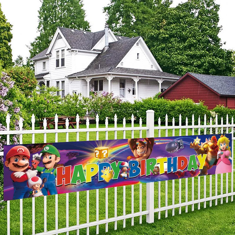 Super Mario Birthday Banner - Fun Party Decor