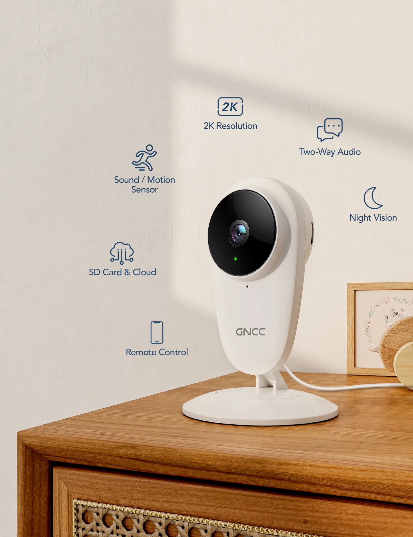 GNCC C1Pro 2k WiFi Baby Monitor Camera