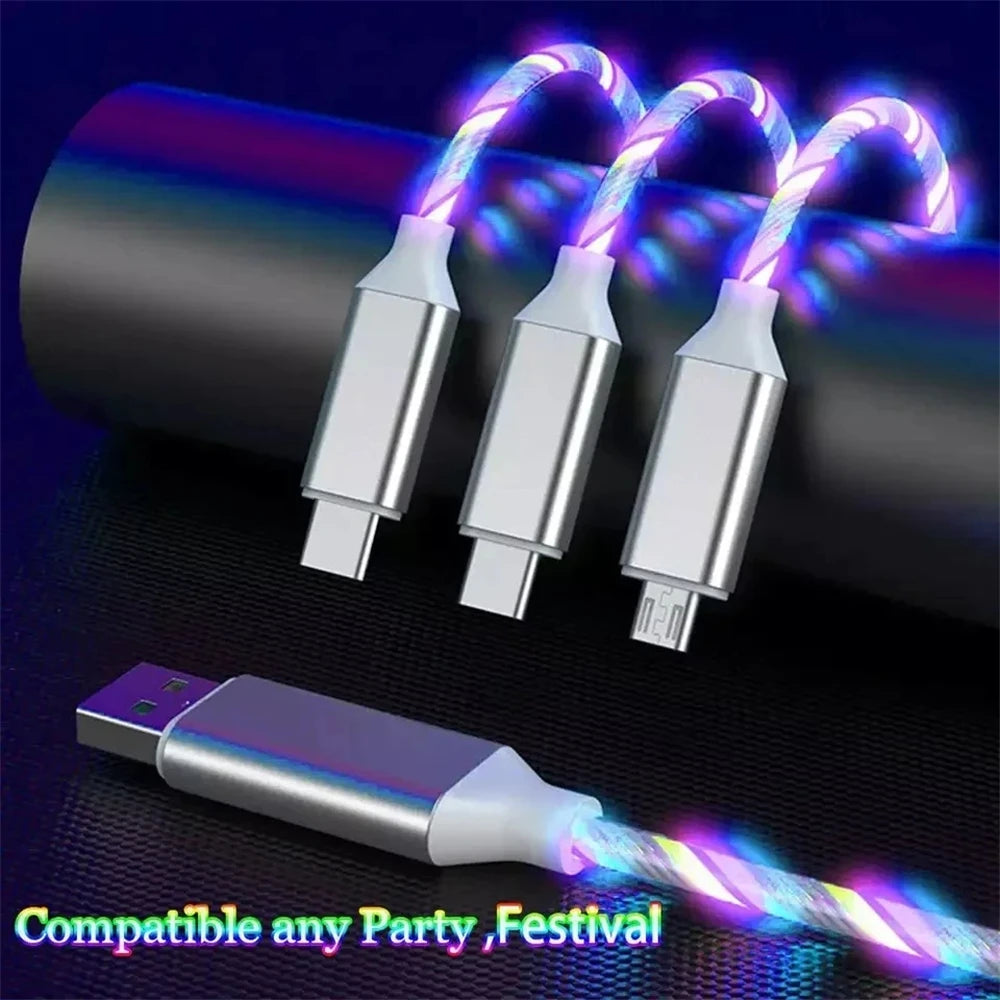 Glowing LED 3 IN 1 Fast Charger Cable