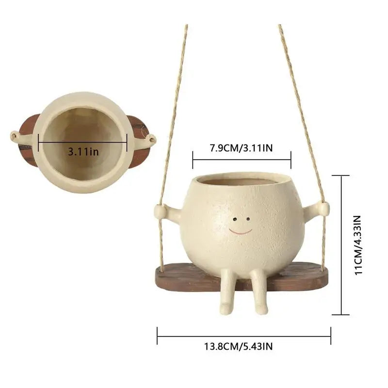 Swing Face Planter Pot - Unique Cartoon Design