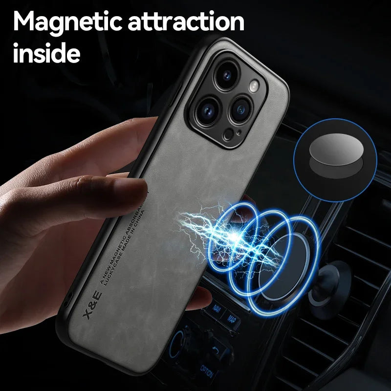 Luxury Leather TPU iPhone Case & Car Holder