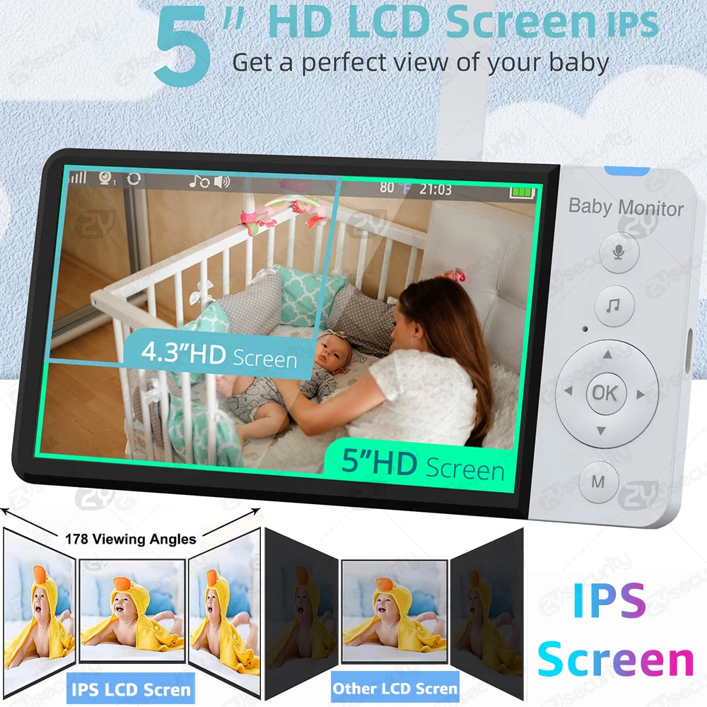 5\" IPS Baby Monitor with PTZ Camera