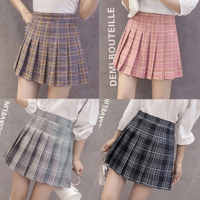 High Waist Plaid Skirt - Summer Women's Fashion