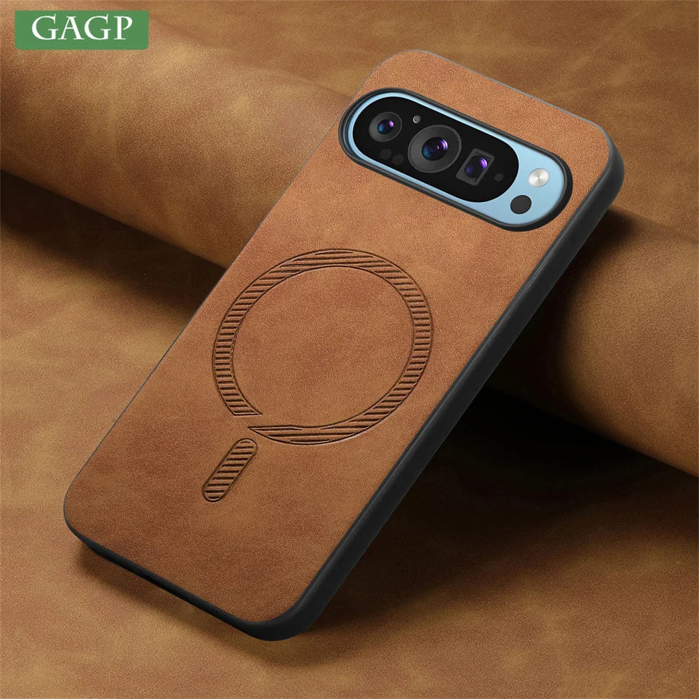 Magnetic Wireless Charging Leather Case for Google Pixel