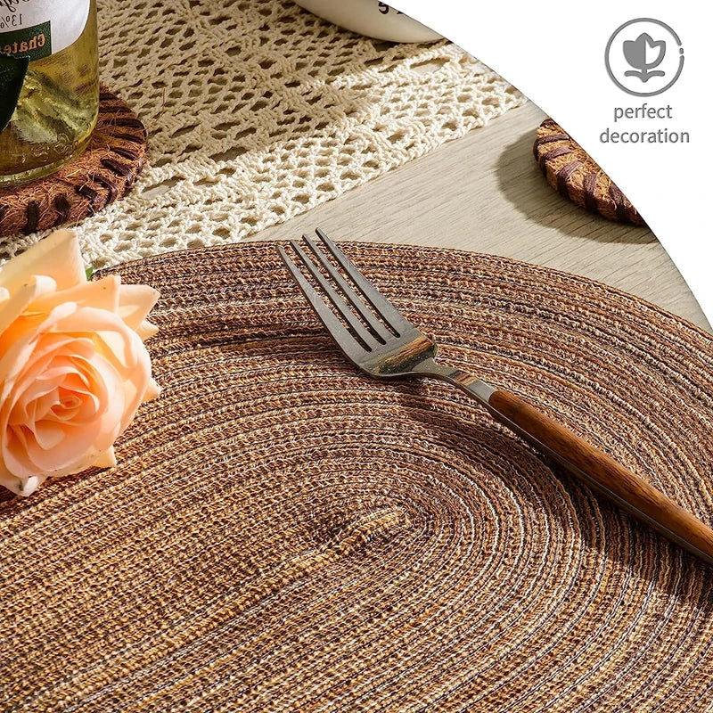 Set of 1/4/6/10 Oval Braided Placemats - Eco-Friendly & Durable