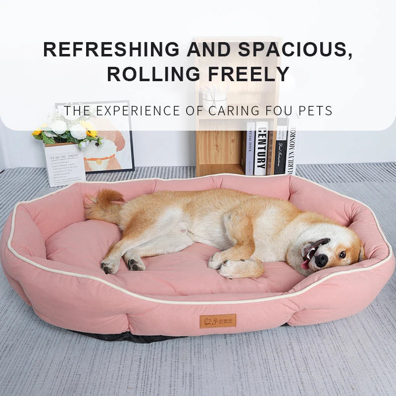 Soft Imitation Suede Dog Bed - Premium Comfort & Neck Support