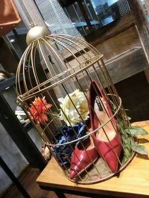 European Retro Iron Flower Stand Bird Cage