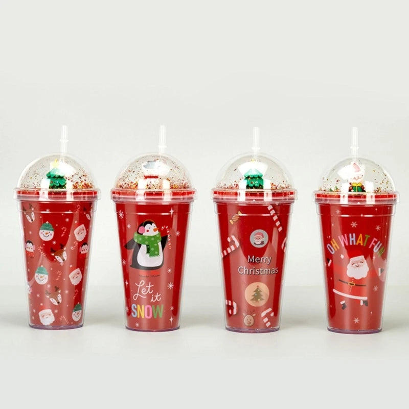 Christmas Cup with Lid & Straw