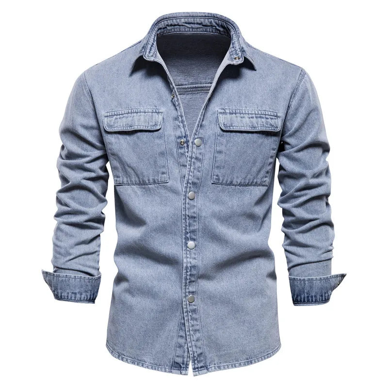 High-Quality 100% Cotton Denim Men's Shirt