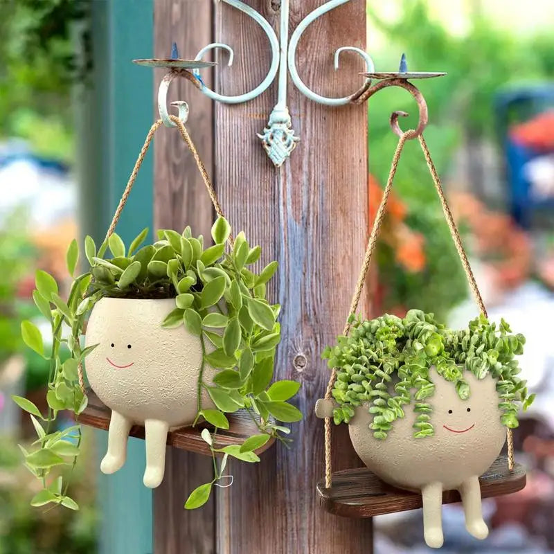 Swing Face Planter Pot - Unique Cartoon Design