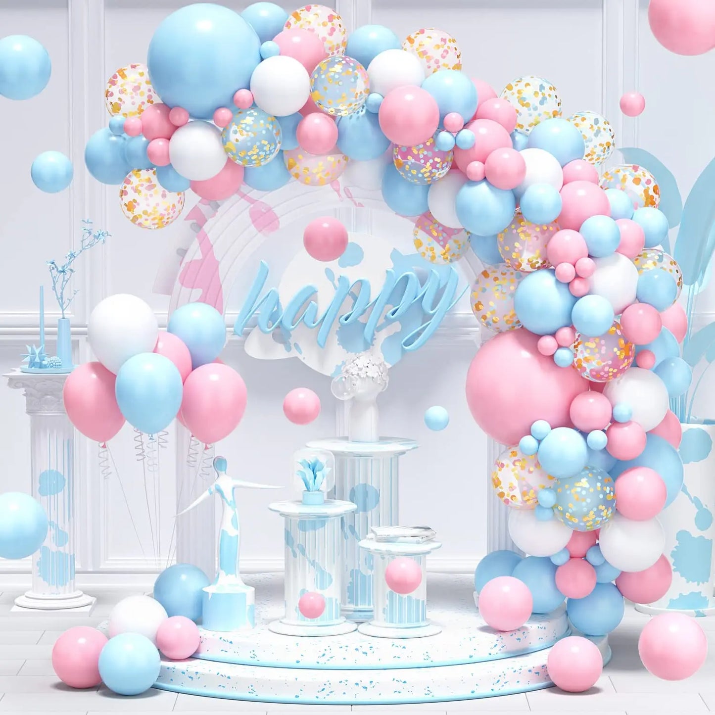 Pastel Pink Blue Balloons Garland Kit