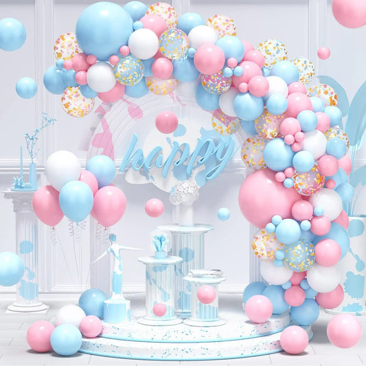 Pastel Pink Blue Balloons Garland Kit