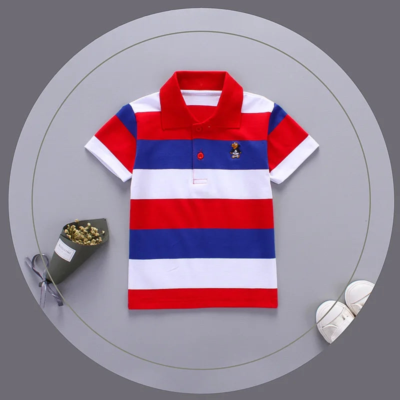 Jargazol Boys Color Stripes Polo Shirt