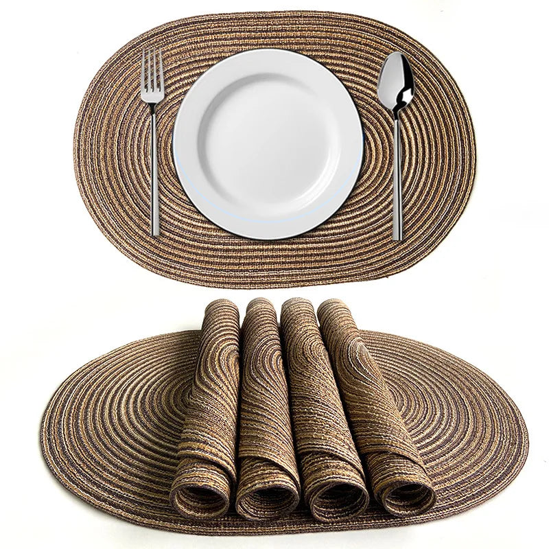 Set of 1/4/6/10 Oval Braided Placemats - Eco-Friendly & Durable