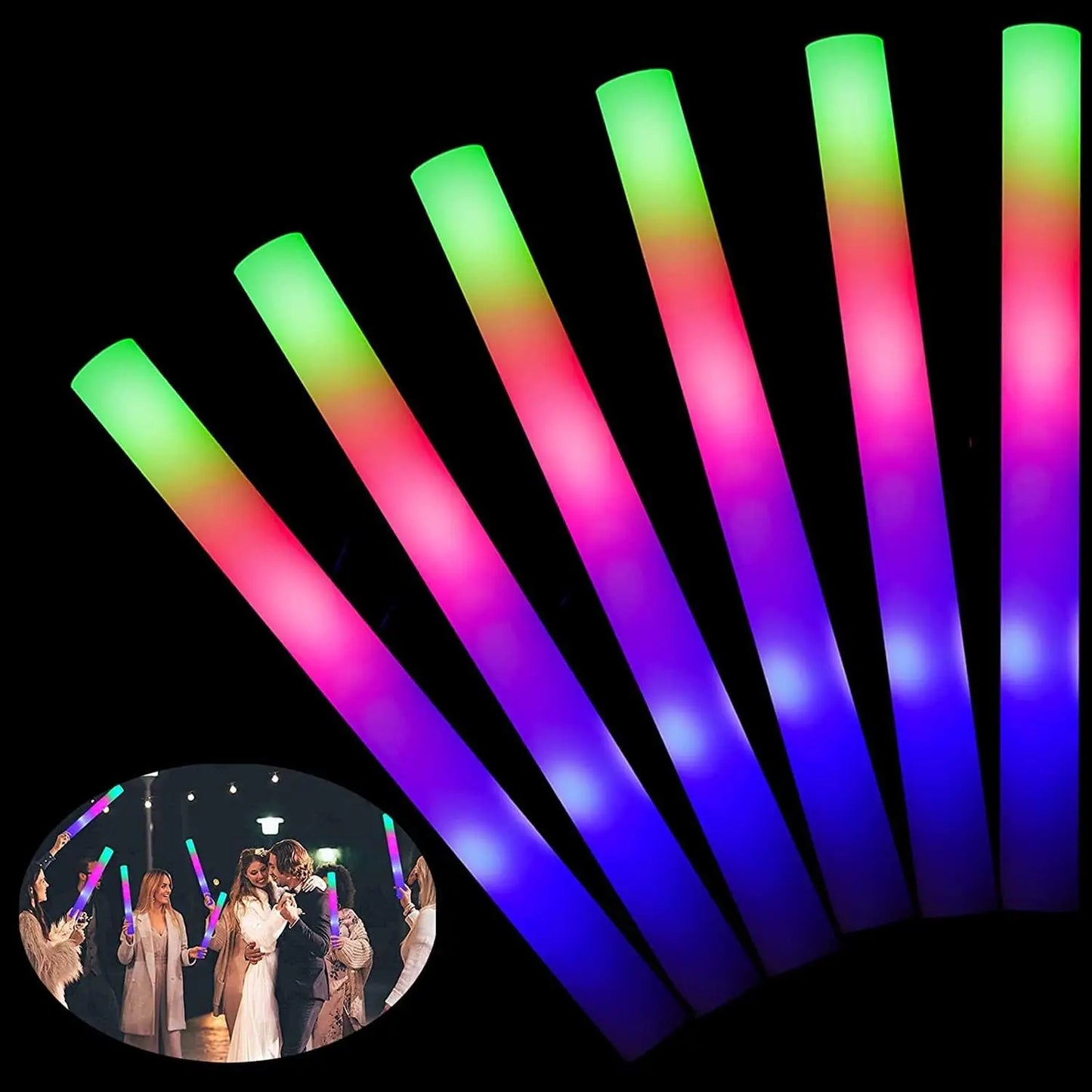 Colorful LED Glow Foam Sticks Bulk Pack