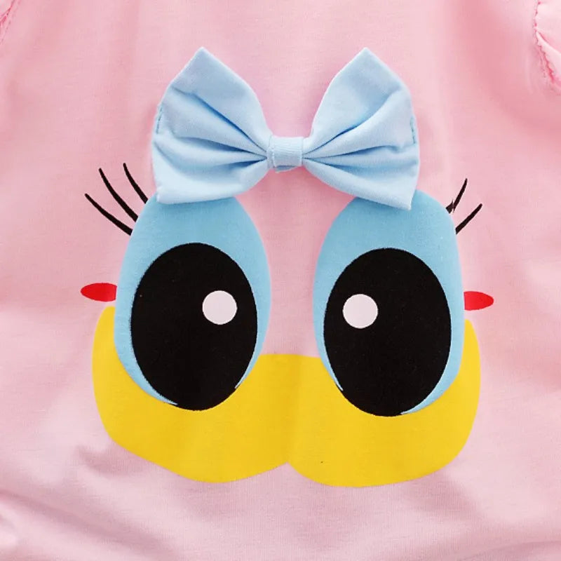 Summer Baby Cartoon Eyes Tshirt + Shorts Set