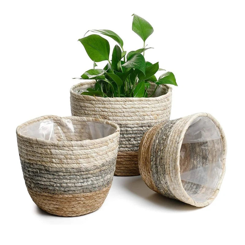 Hand Woven Plant Basket Set