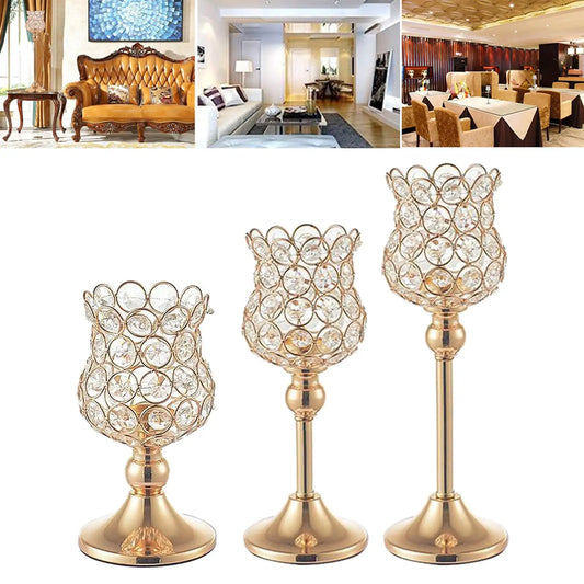 Golden Crystal Candle Holders