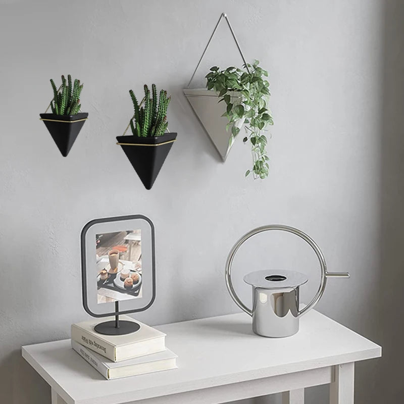 Modern Ceramic Triangle Plant Holder