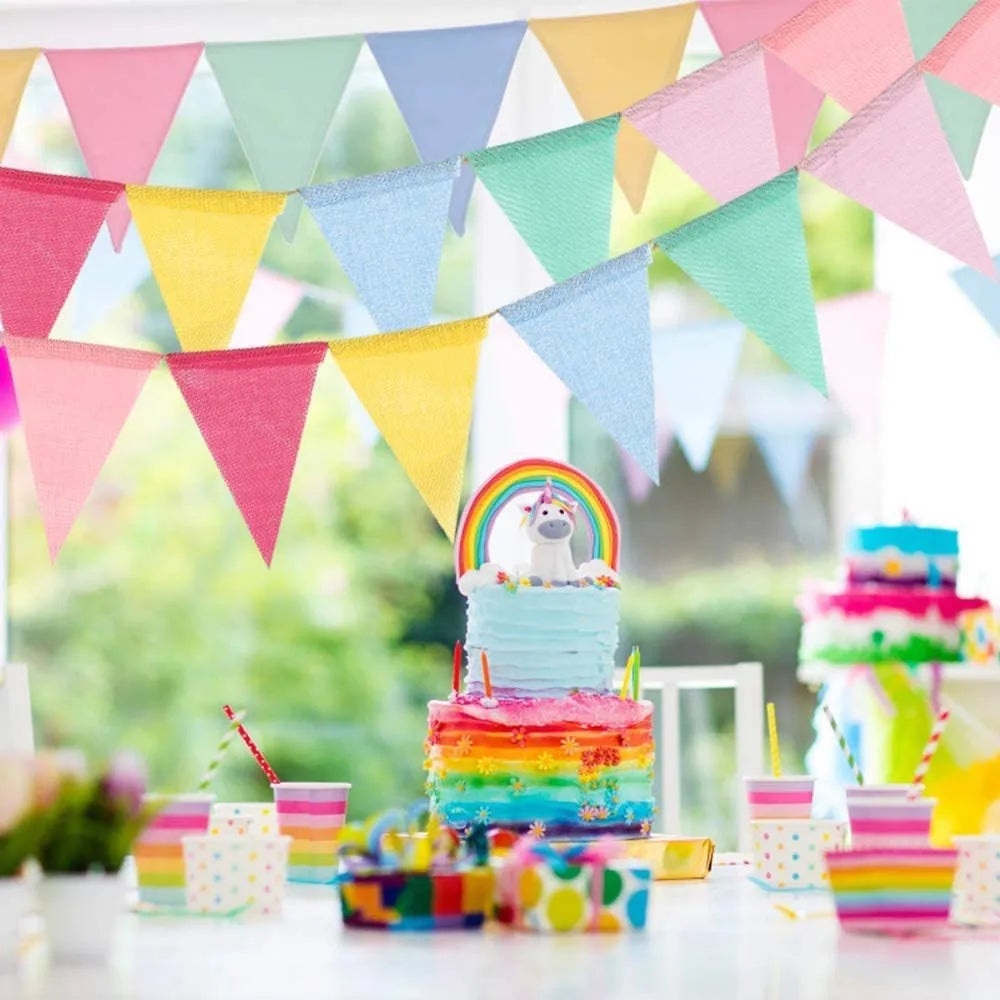 Colorful Jute Linen Birthday Bunting Garland