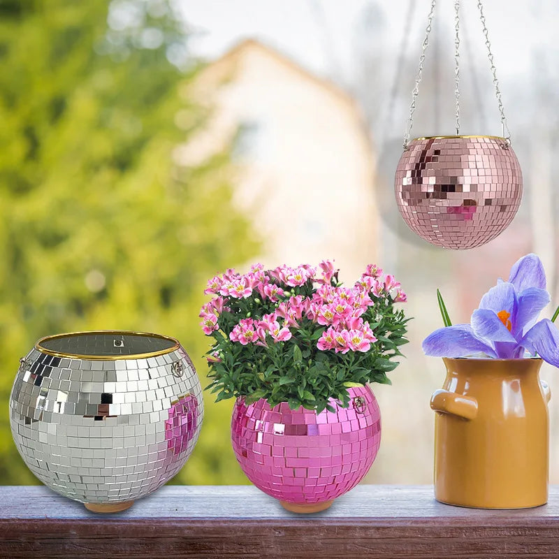 Disco Ball Hanging Planter - Retro Chic Garden Decor