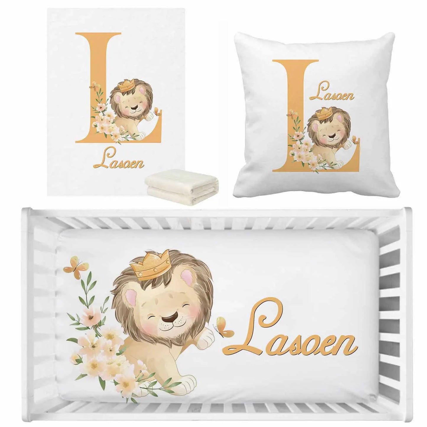 LVYZIHO Custom Cute Doodle Lion Baby Bedding Set