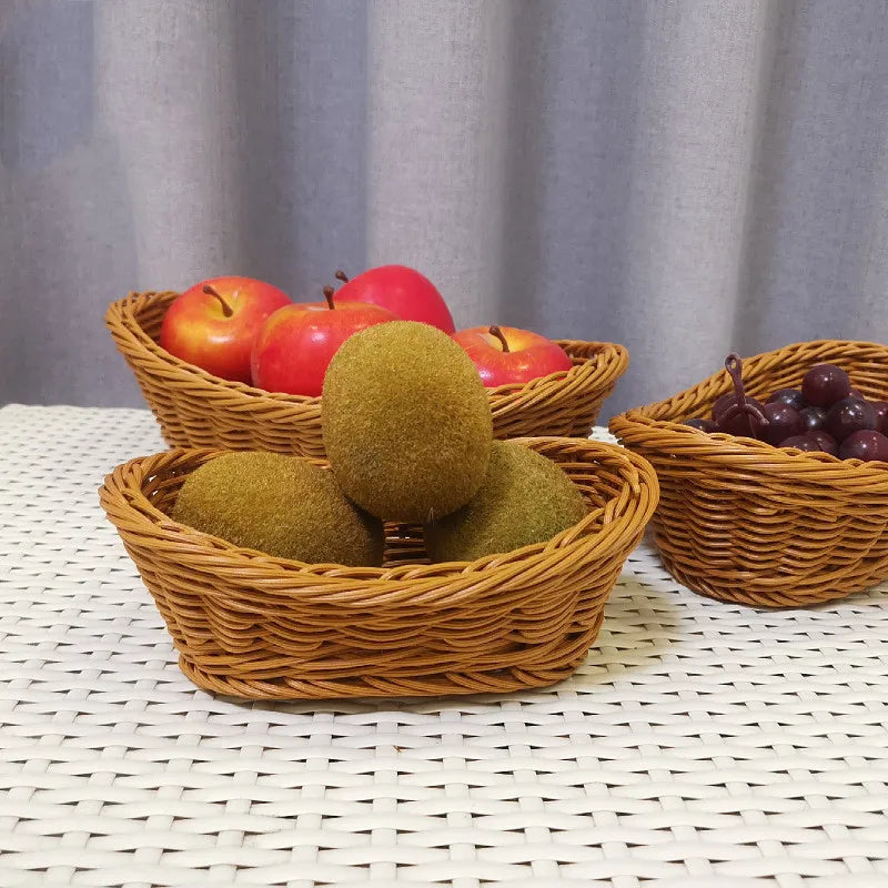 Hand-Woven Rattan Serving Baskets Set