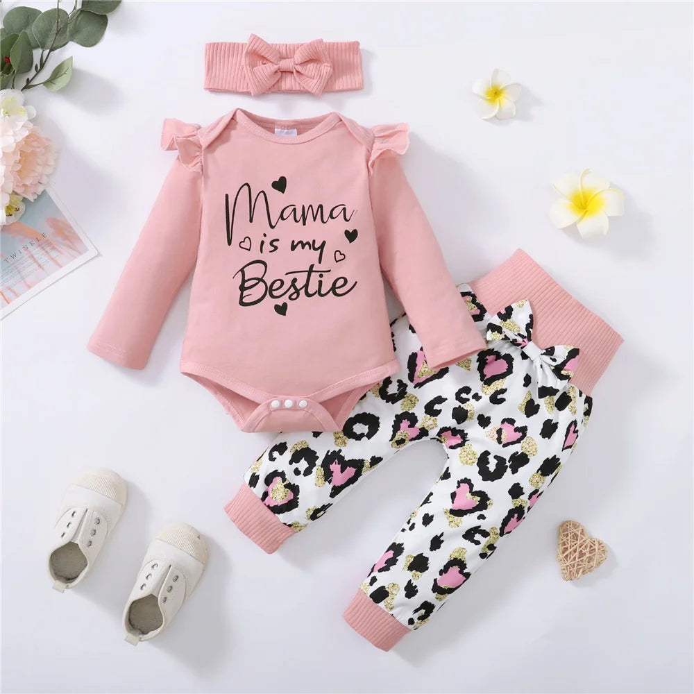 3PCS Newborn Baby Girl Daily Clothes Set