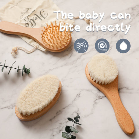 Natural Baby Hair Brush Set