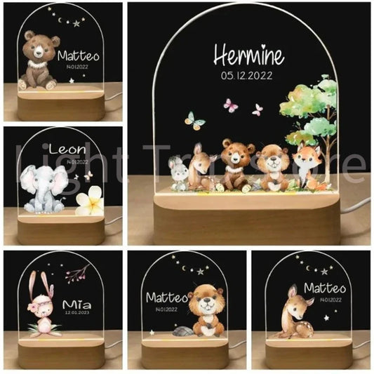 Personalized Baby Elephant Lion Night Light