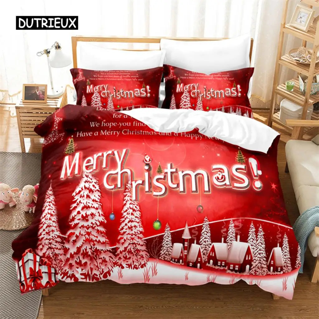 Red Christmas Bedding Set Duvet Cover Set 3d Bedding Digital Printing Bed Linen Queen Size Bedding Set Fashion Design