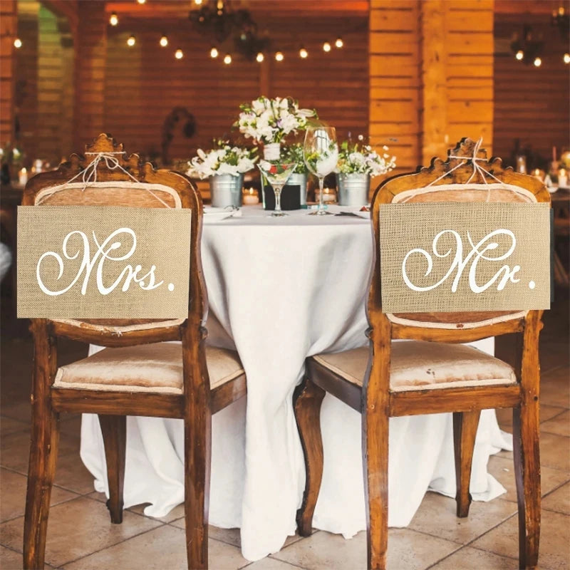 Romantic Mr. & Mrs. Chair Banners