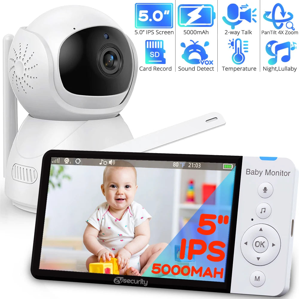 5\" IPS Baby Monitor with PTZ Camera