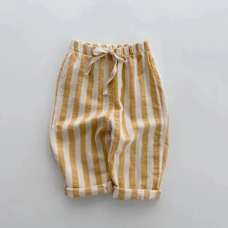 Vintage Linen Cotton Kids Stripe Pants