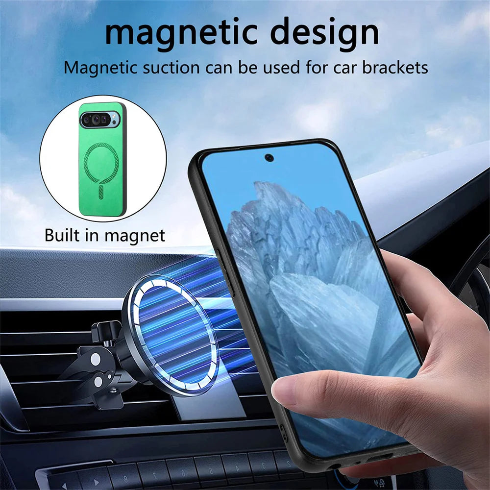 Magnetic Wireless Charging Leather Case for Google Pixel