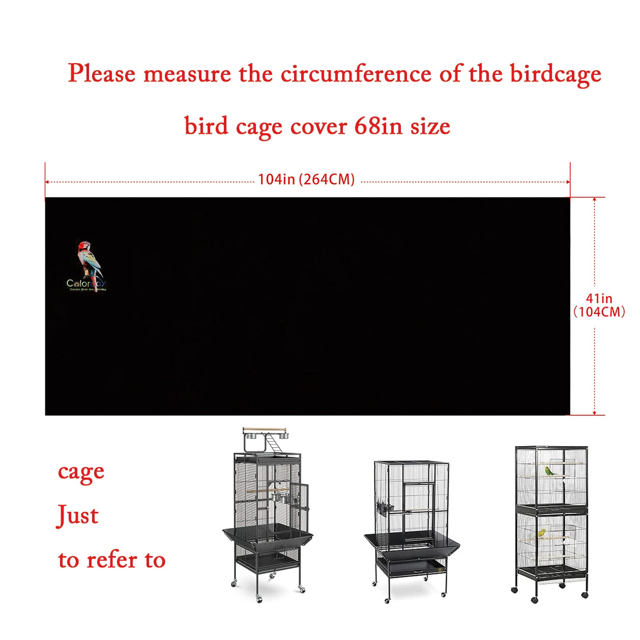 Large Universal Black Bird Cage Cover