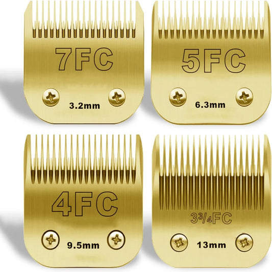 4 Pack Gold Pet Grooming Clipper Blades Set