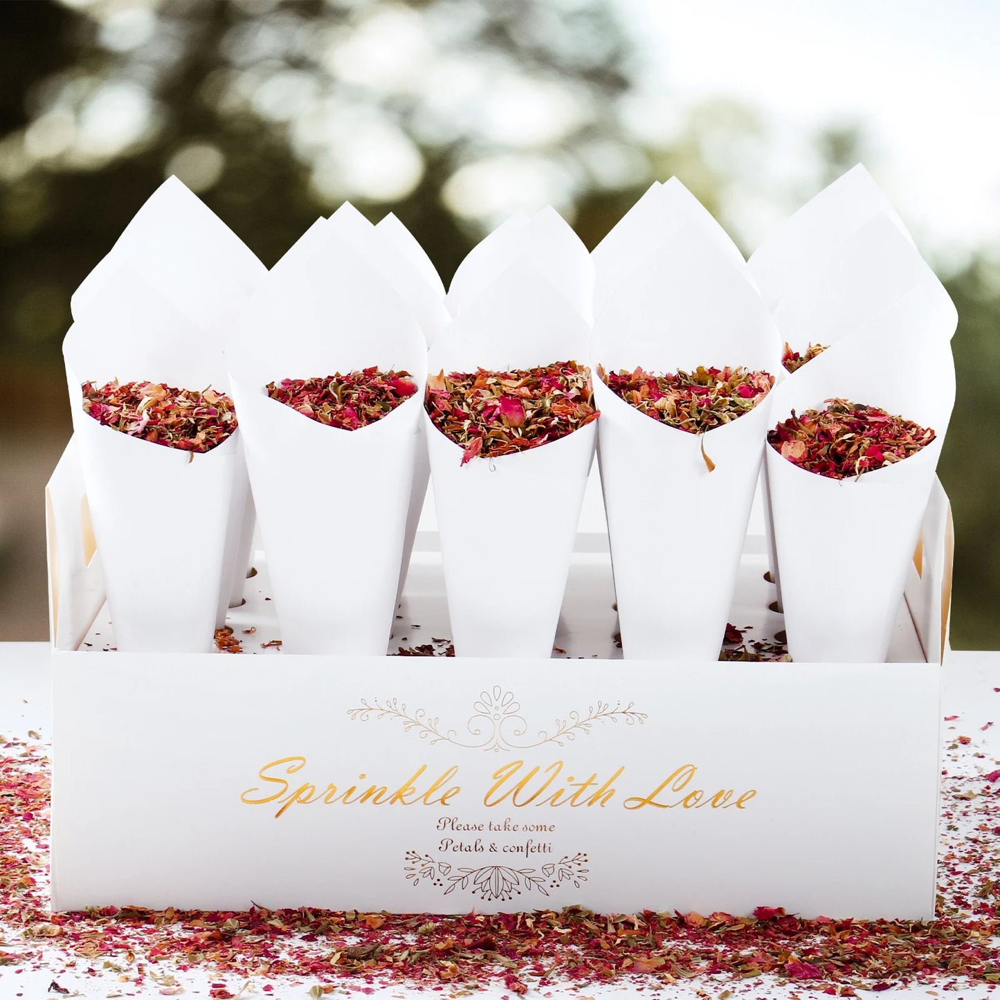 Wedding Confetti Cone Holder Set