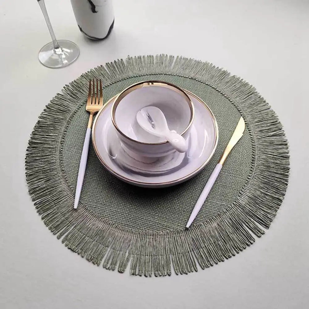 Durable Jute Linen Round Placemat