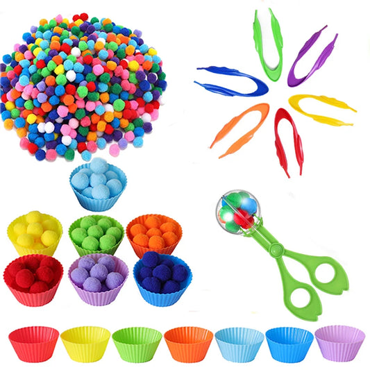 Colorful Plush Ball Sorting Toy