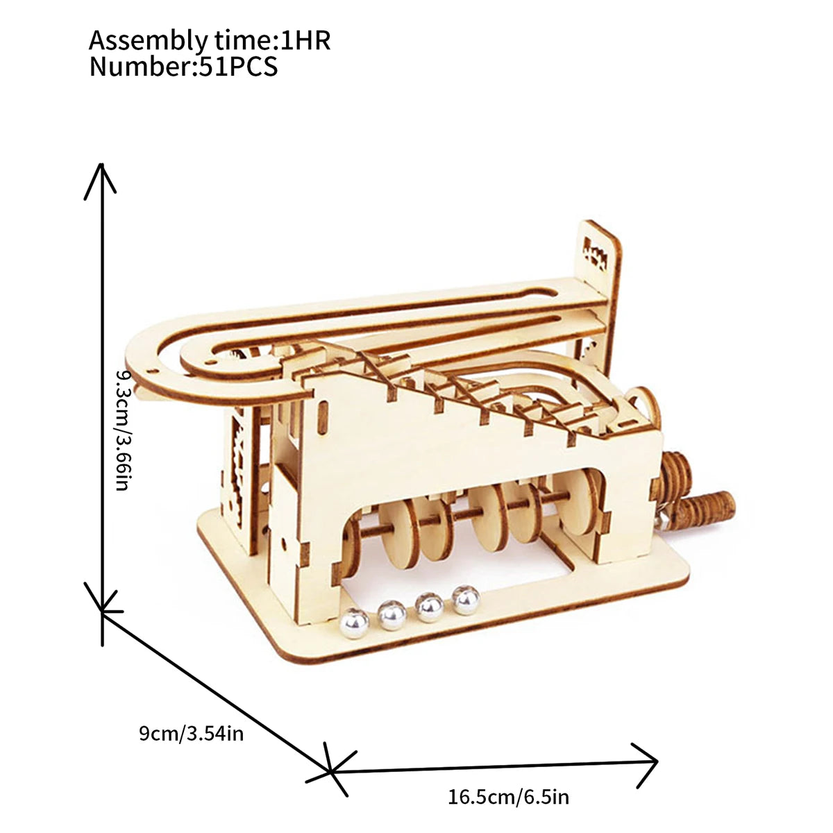 3D Wooden Spiral Marble Run Puzzle