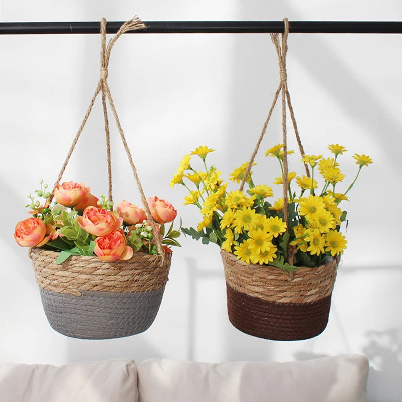 Handmade Rattan Hanging Plant Basket